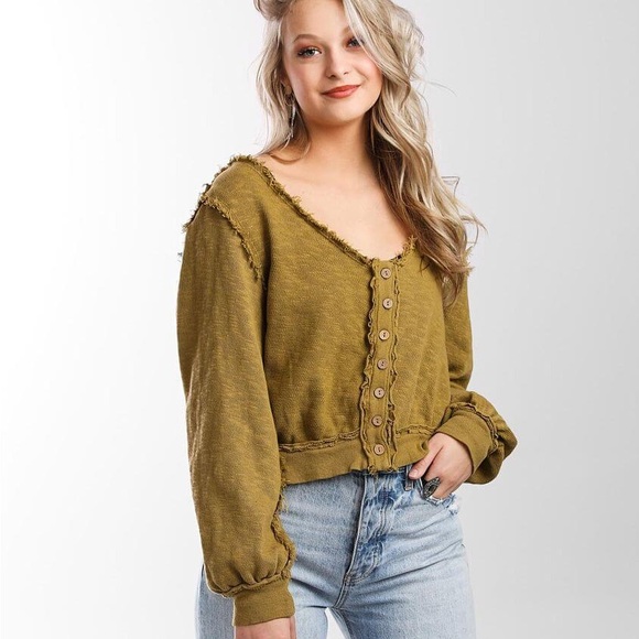 FP We The Free | Olive Button Crop Cardigan | Size Small - Picture 3 of 13